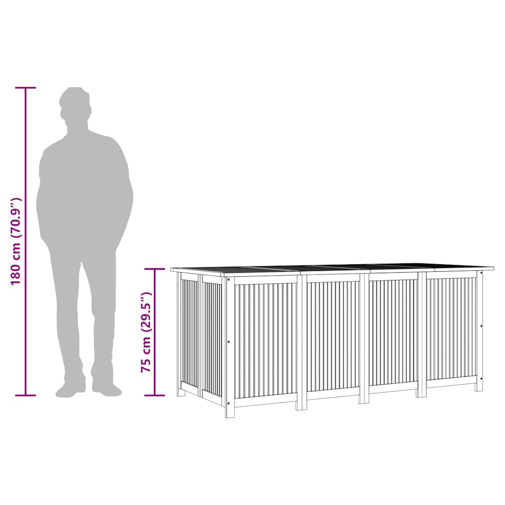 Gartenbox 200 × 80 × 75 cm aus Akazienholz – Ansicht 12