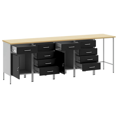 Werkstattschrank-System 5-teilig mit Schubladen – Schwarz/Grau – Ansicht 4