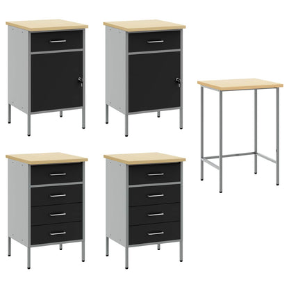 Werkstattschrank-System 5-teilig mit Schubladen – Schwarz/Grau – Ansicht 5