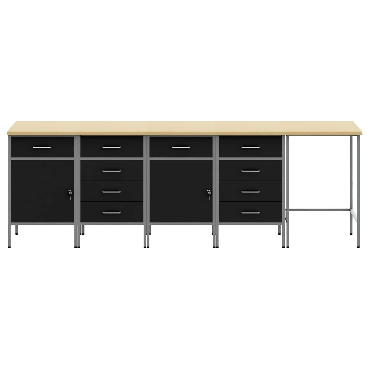 Werkstattschrank-System 5-teilig mit Schubladen – Schwarz/Grau – Ansicht 6