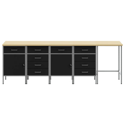 Werkstattschrank-System 5-teilig mit Schubladen – Schwarz/Grau – Ansicht 6