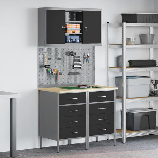 Werkstattschrank-System 100 × 55 × 200 cm – Schwarz – Ansicht 1