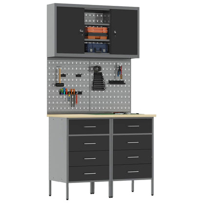 Werkstattschrank-System 100 × 55 × 200 cm – Schwarz – Ansicht 3