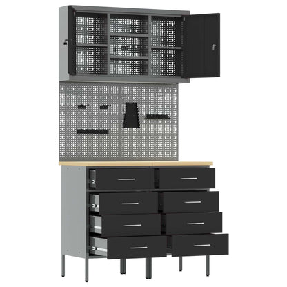 Werkstattschrank-System 100 × 55 × 200 cm – Schwarz – Ansicht 5