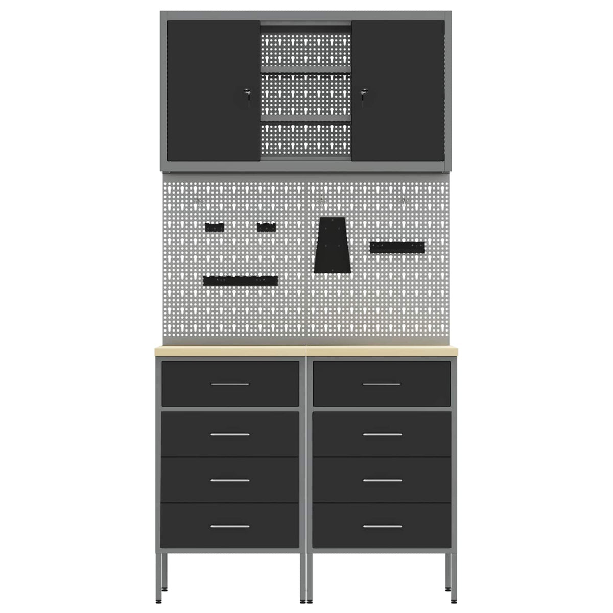 Werkstattschrank-System 100 × 55 × 200 cm – Schwarz – Ansicht 8