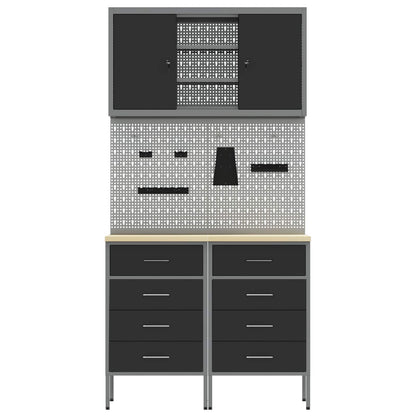 Werkstattschrank-System 100 × 55 × 200 cm – Schwarz – Ansicht 8