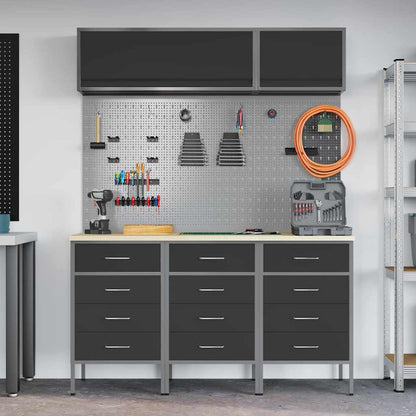 Werkstattschrank-System 8-teilig mit Schubladen & Stauraum – Schwarz – Ansicht 4