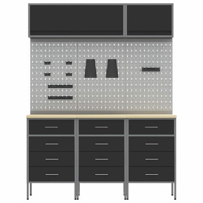 Werkstattschrank-System 8-teilig mit Schubladen & Stauraum – Schwarz – Ansicht 9