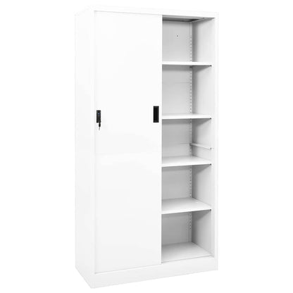 Büroschrank mit Schiebetüren 90 × 40 × 180 cm – Weiß – Ansicht 2