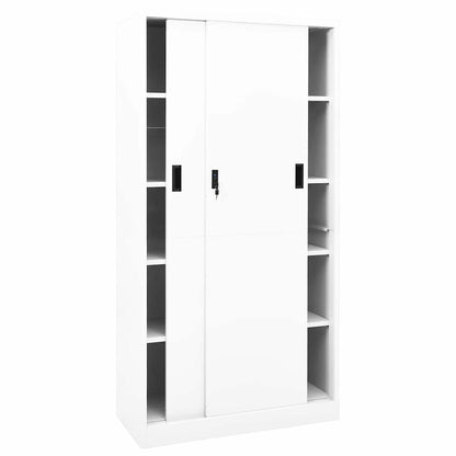 Büroschrank mit Schiebetüren 90 × 40 × 180 cm – Weiß – Ansicht 3