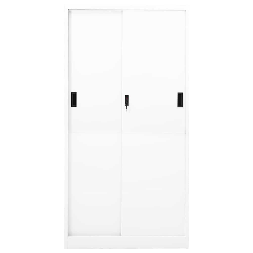 Büroschrank mit Schiebetüren 90 × 40 × 180 cm – Weiß – Ansicht 4