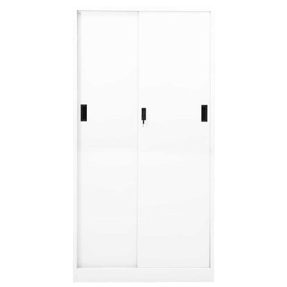 Büroschrank mit Schiebetüren 90 × 40 × 180 cm – Weiß – Ansicht 4