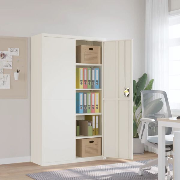 Aktenschrank 105 × 40 × 180 cm aus Stahl – Weiß