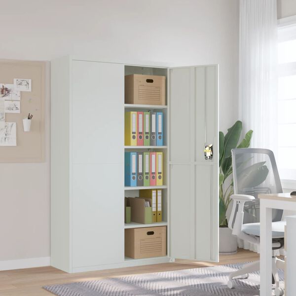 Aktenschrank 105 × 40 × 180 cm aus Stahl – Hellgrau