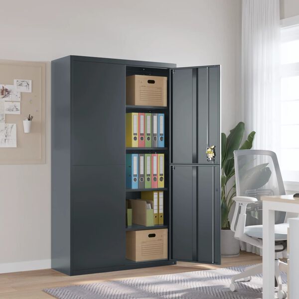Aktenschrank 105 × 40 × 180 cm aus Stahl – Anthrazit