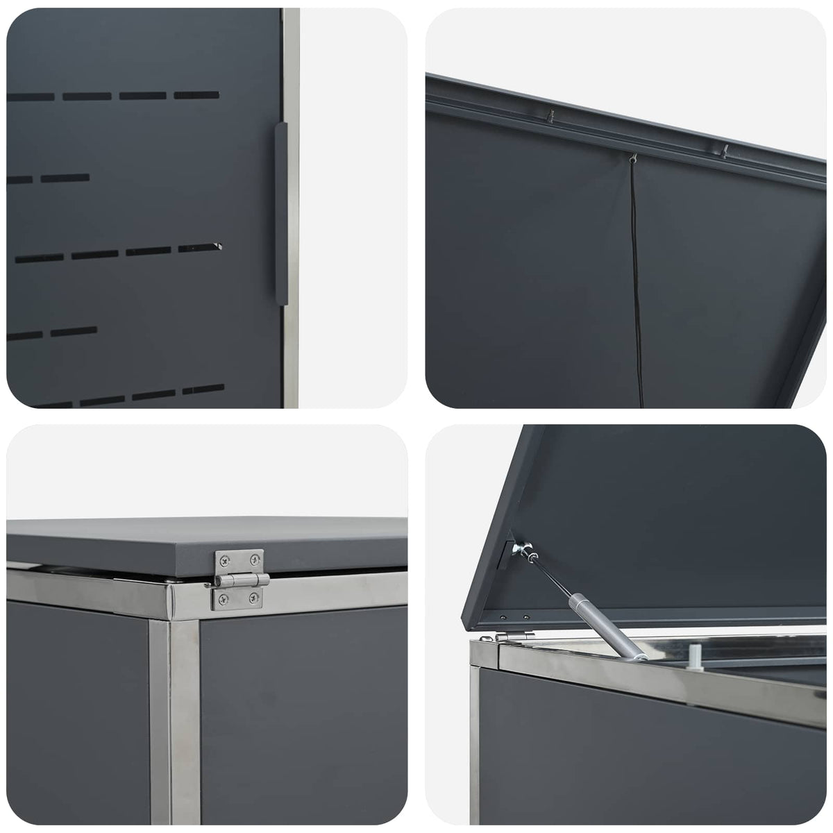 Mülltonnenbox für 2 × 240 L aus Edelstahl – Anthrazit – Ansicht 10
