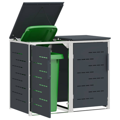 Mülltonnenbox für 2 × 240 L aus Edelstahl – Anthrazit – Ansicht 3