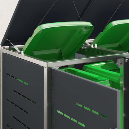 Mülltonnenbox für 2 × 240 L aus Edelstahl – Anthrazit – Ansicht 5