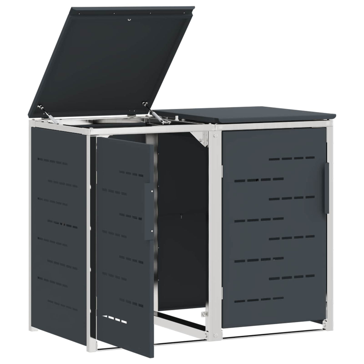 Mülltonnenbox für 2 × 240 L aus Edelstahl – Anthrazit – Ansicht 6