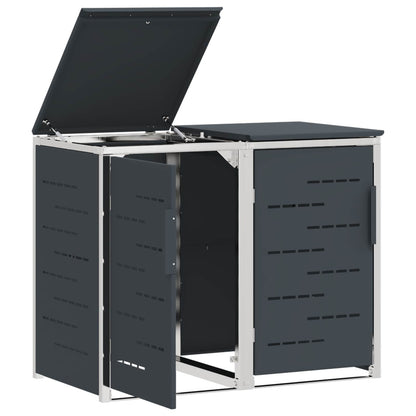 Mülltonnenbox für 2 × 240 L aus Edelstahl – Anthrazit – Ansicht 6