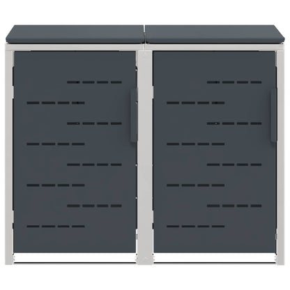 Mülltonnenbox für 2 × 240 L aus Edelstahl – Anthrazit – Ansicht 7