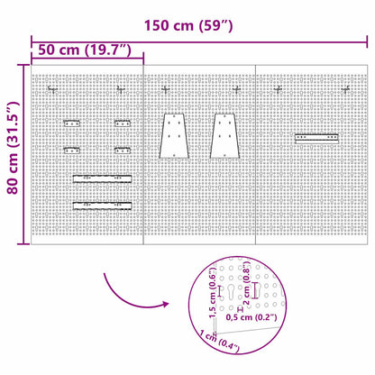 Werkzeugwandpaneel 150 × 80 cm – Grau – Ansicht 11