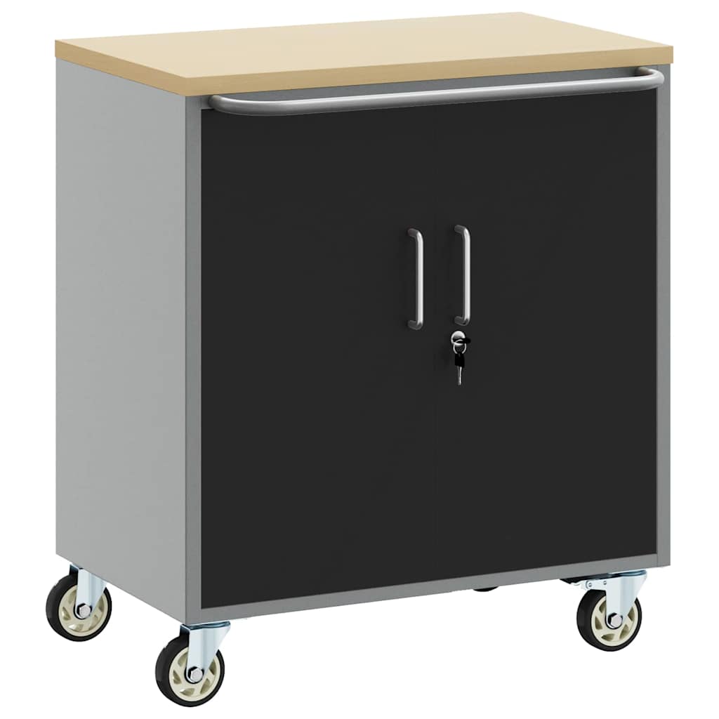 Rollbare Werkbank 75 cm mit einem Regal – Schwarz/Grau