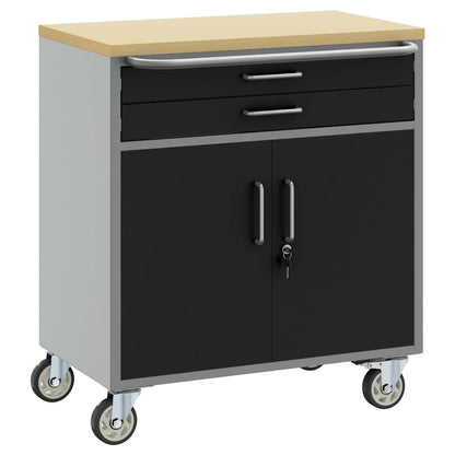 Rollbare Werkbank 75 cm mit 2 Schubladen – Schwarz/Grau – Ansicht 2