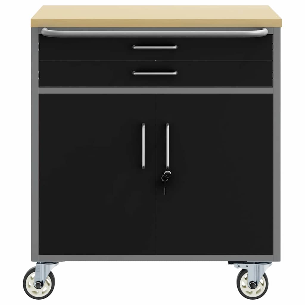 Rollbare Werkbank 75 cm mit 2 Schubladen – Schwarz/Grau – Ansicht 5