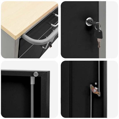 Rollbare Werkbank 75 cm mit 2 Schubladen – Schwarz/Grau – Ansicht 8