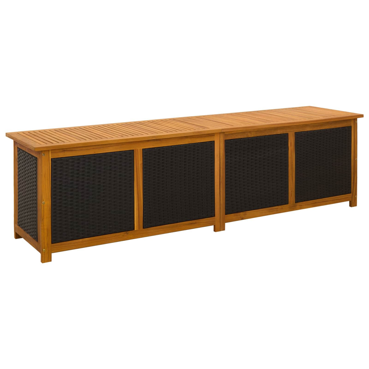 Gartenlagerbox 333 L, 200 × 50 × 56 cm aus Akazienholz – Schwarz – Ansicht 2