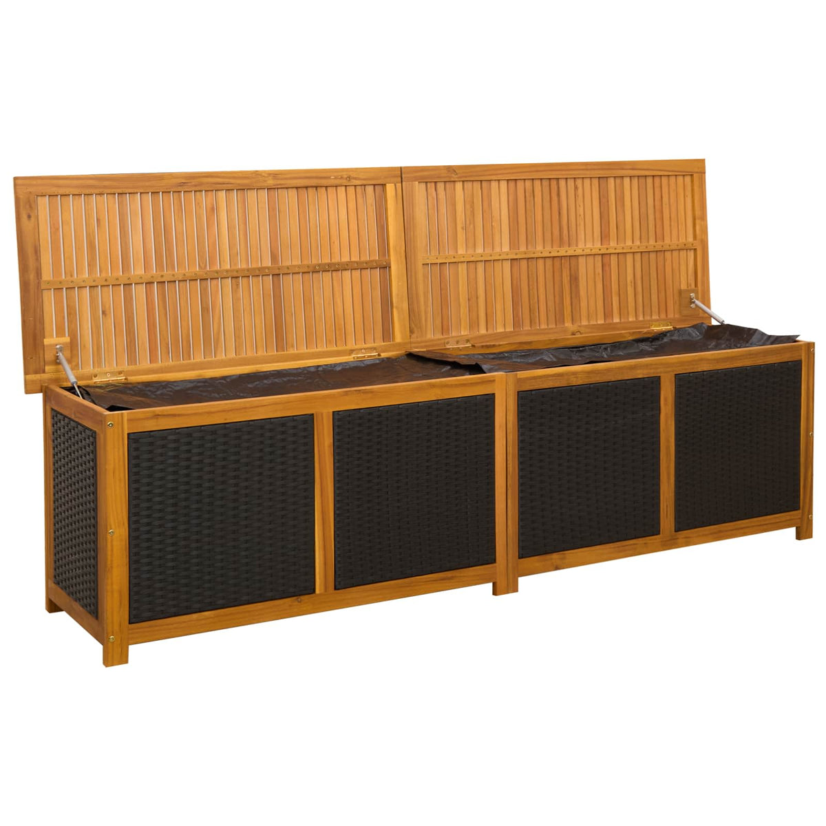 Gartenlagerbox 333 L, 200 × 50 × 56 cm aus Akazienholz – Schwarz – Ansicht 3