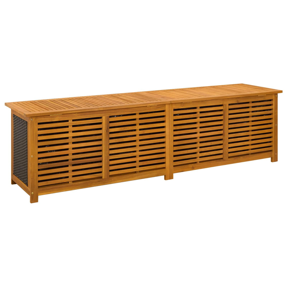 Gartenlagerbox 333 L, 200 × 50 × 56 cm aus Akazienholz – Schwarz – Ansicht 6