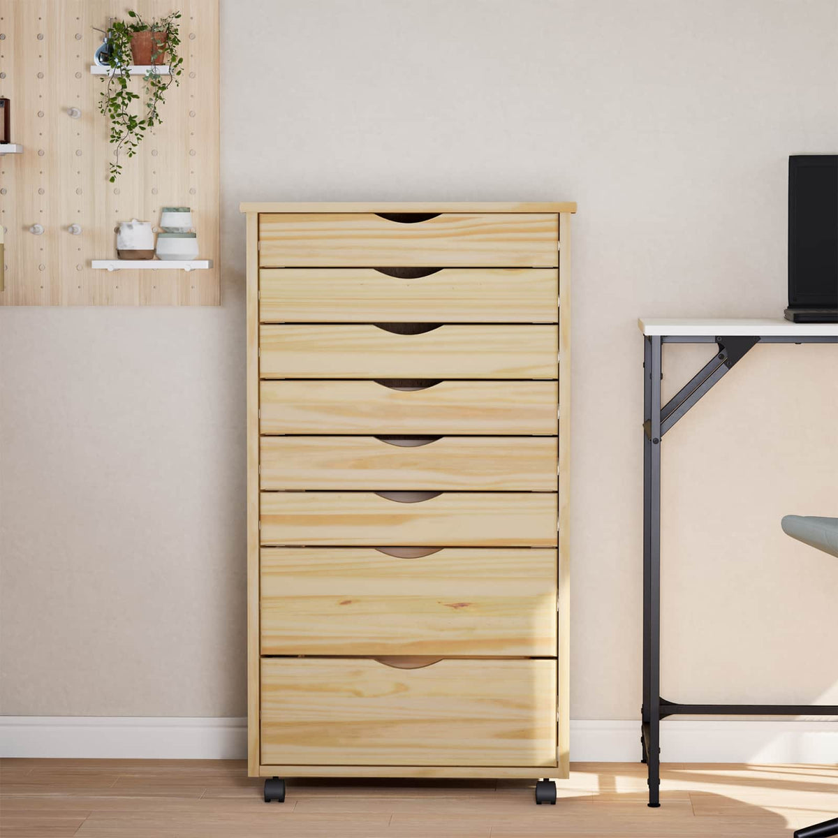 Rollcontainer MOSS 53 × 39 × 103 cm – Klarlack – Ansicht 3