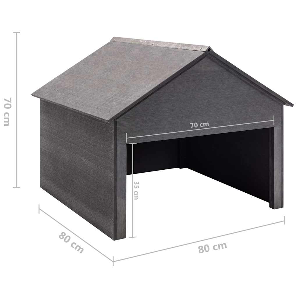 Rasenmäher-Garage 80 × 80 × 70 cm aus WPC – Grau – Ansicht 6