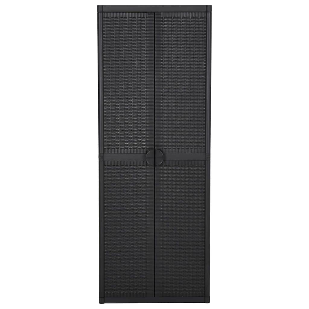 Gartenschrank 65 × 45 × 172 cm aus PP-Rattan – Schwarz – Ansicht 2