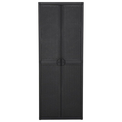 Gartenschrank 65 × 45 × 172 cm aus PP-Rattan – Schwarz – Ansicht 2