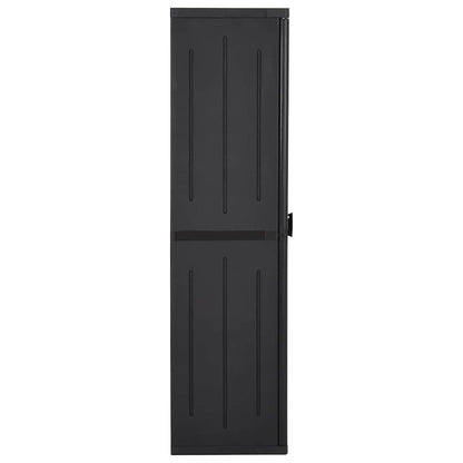 Gartenschrank 65 × 45 × 172 cm aus PP-Rattan – Schwarz – Ansicht 3