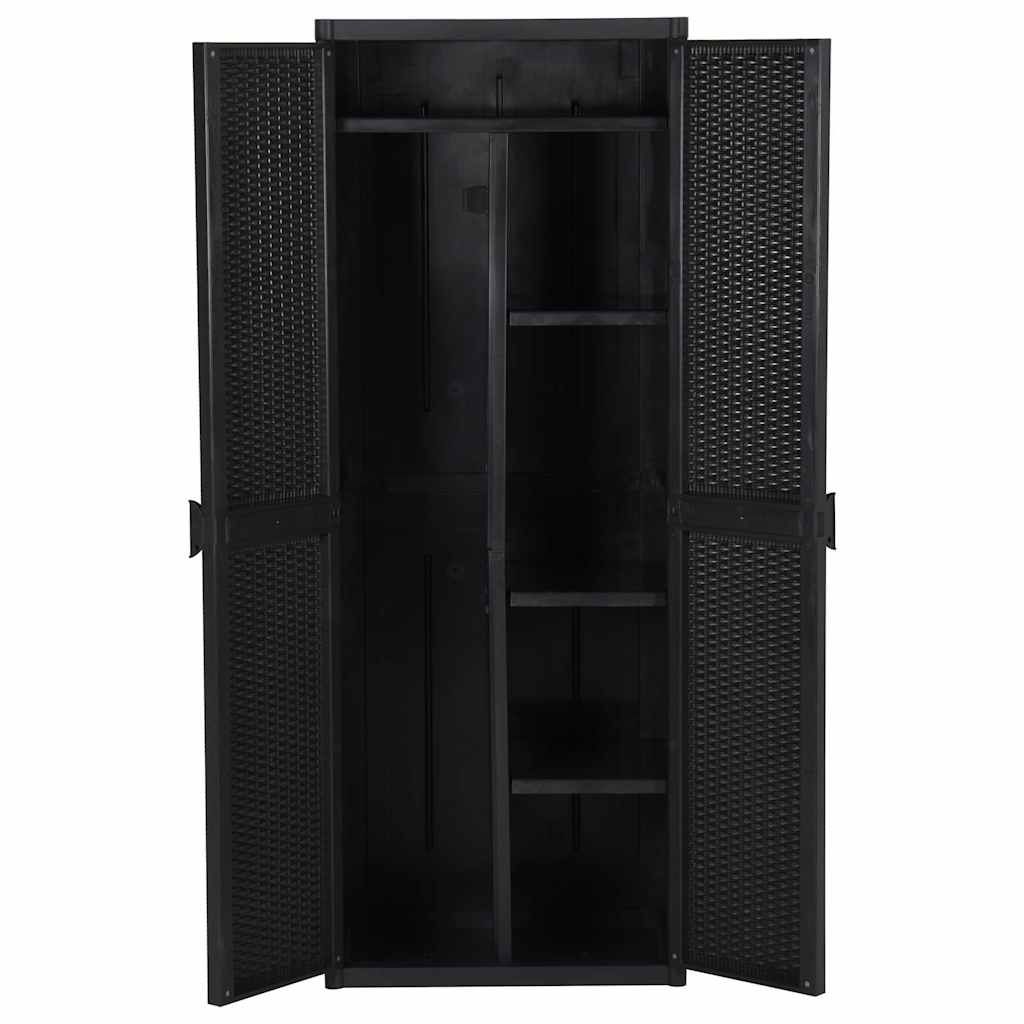Gartenschrank 65 × 45 × 172 cm aus PP-Rattan – Schwarz – Ansicht 4