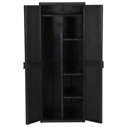 Gartenschrank 65 × 45 × 172 cm aus PP-Rattan – Schwarz – Ansicht 4