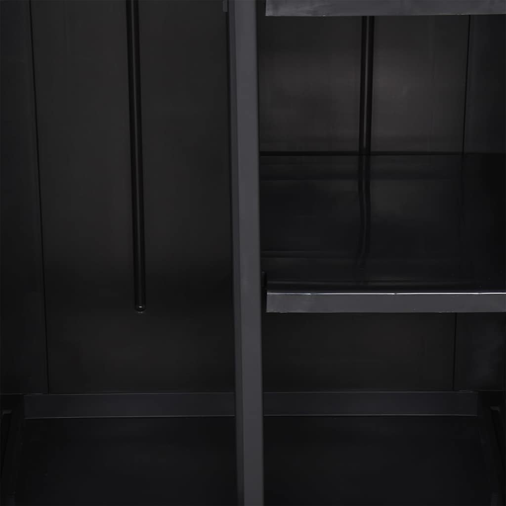Gartenschrank 65 × 45 × 172 cm aus PP-Rattan – Schwarz – Ansicht 5