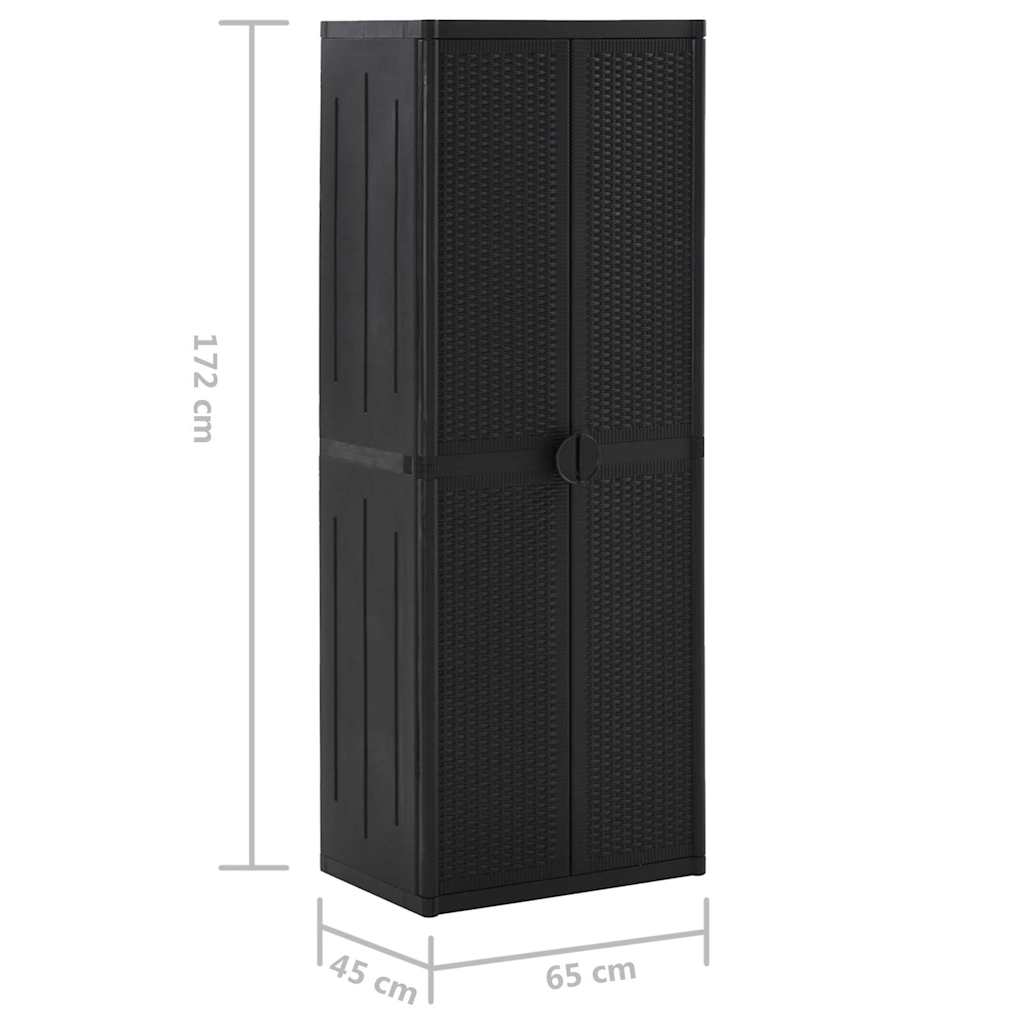 Gartenschrank 65 × 45 × 172 cm aus PP-Rattan – Schwarz – Ansicht 7