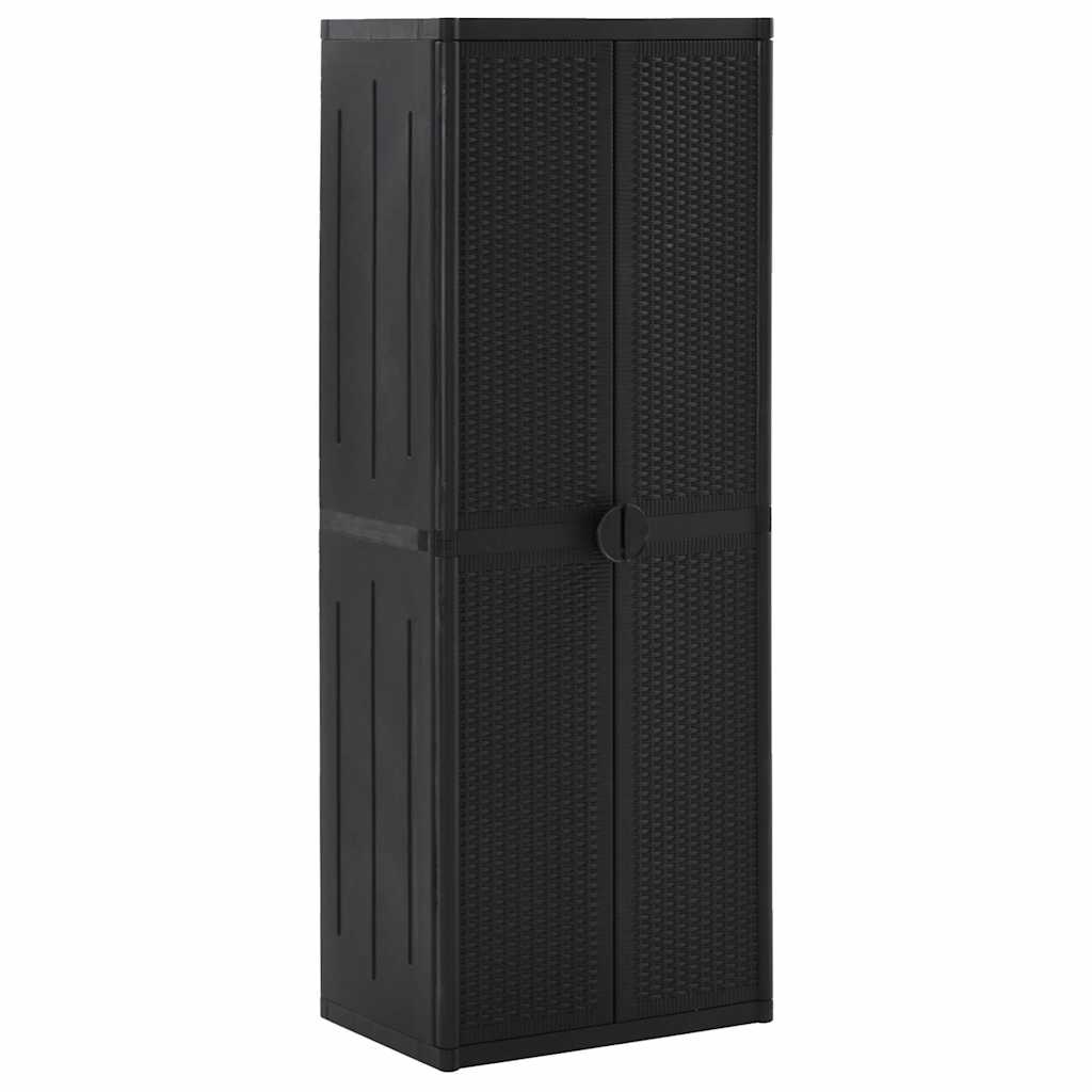 Gartenschrank 65 × 45 × 172 cm aus PP-Rattan – Schwarz