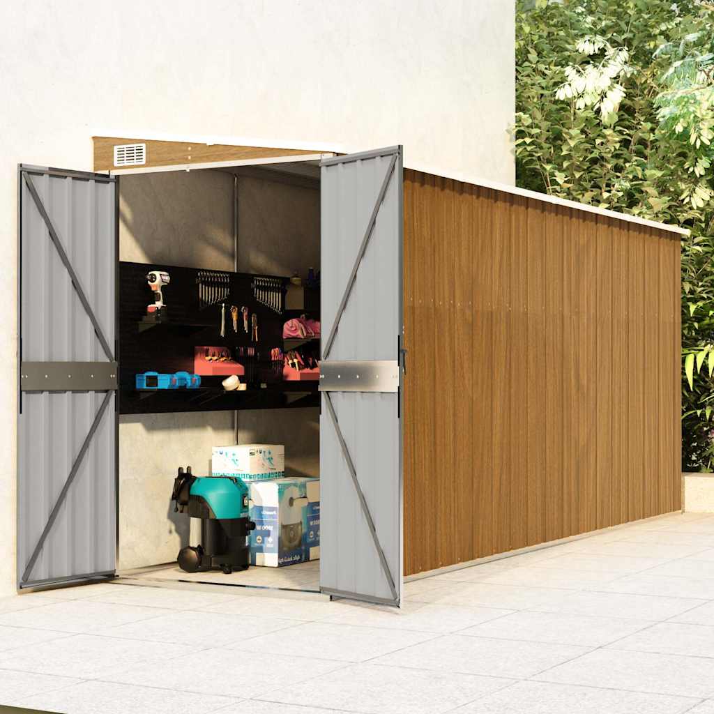 Wand-Gartenhaus 118 × 382 × 178 cm aus verzinktem Stahl – Braun