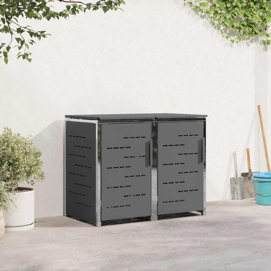 Mülltonnenbox für 2 × 240 L aus Edelstahl – Anthrazit