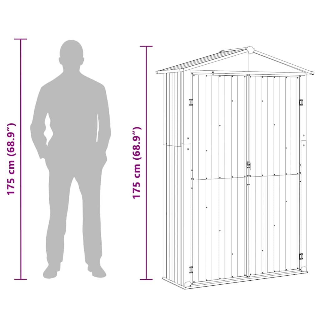 Gartengeräteschrank 116 × 45 × 175 cm aus verzinktem Stahl – Grau – Ansicht 10