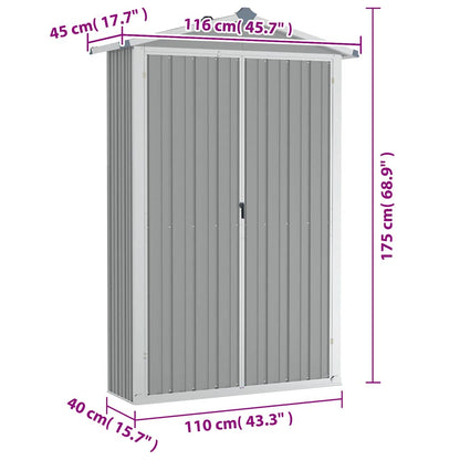 Gartengeräteschrank 116 × 45 × 175 cm aus verzinktem Stahl – Grau – Ansicht 9