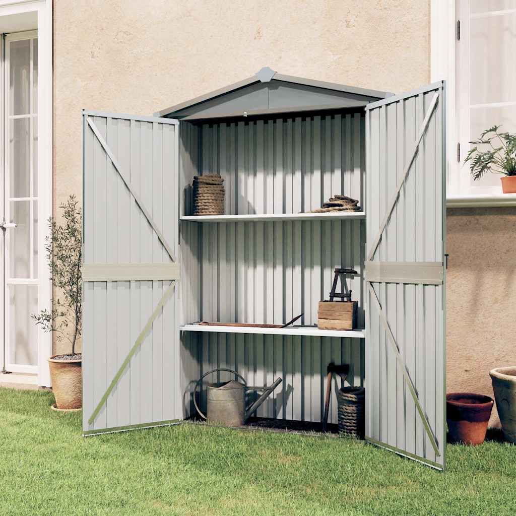 Gartengeräteschrank 116 × 45 × 175 cm aus verzinktem Stahl – Grau