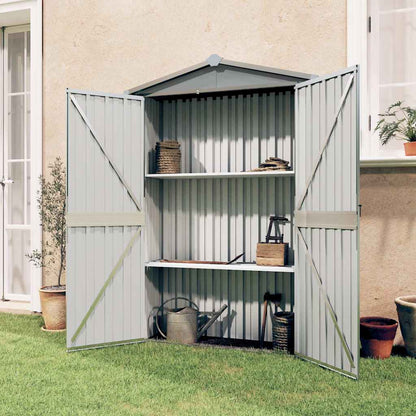 Gartengeräteschrank 116 × 45 × 175 cm aus verzinktem Stahl – Grau