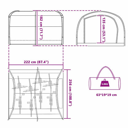 Fahrradgarage mit Dach Grün 256 × 222 × 182 cm – Ansicht 10